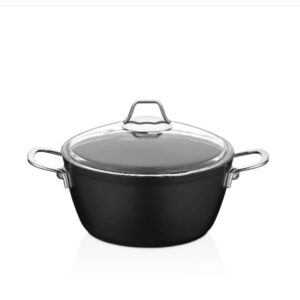 وعاء عميق من أمبوس بغطاء زجاجي داكن غير لاصق - 24 × 11.5 سم