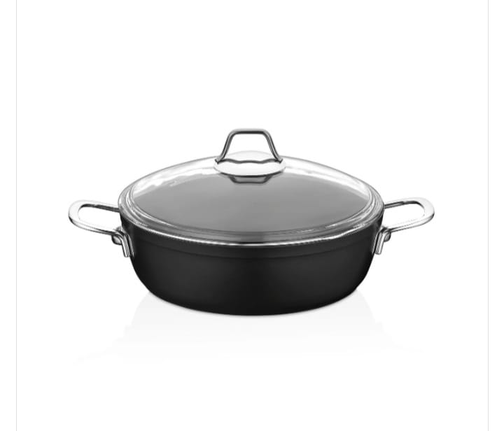 طبق مسطح غير لاصق من AMBOSS داكن مع غطاء زجاجي - 24 × 7.5 سم - الصورة 5