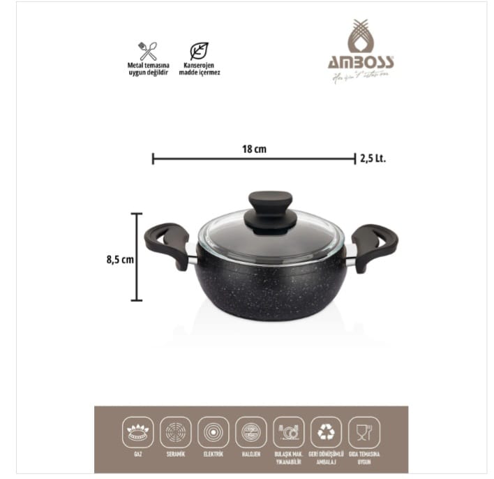 طقم أواني طهي 6 قطع Amboss Fatso Chubby ، بمقابض سيليكون، أسود - الصورة 2