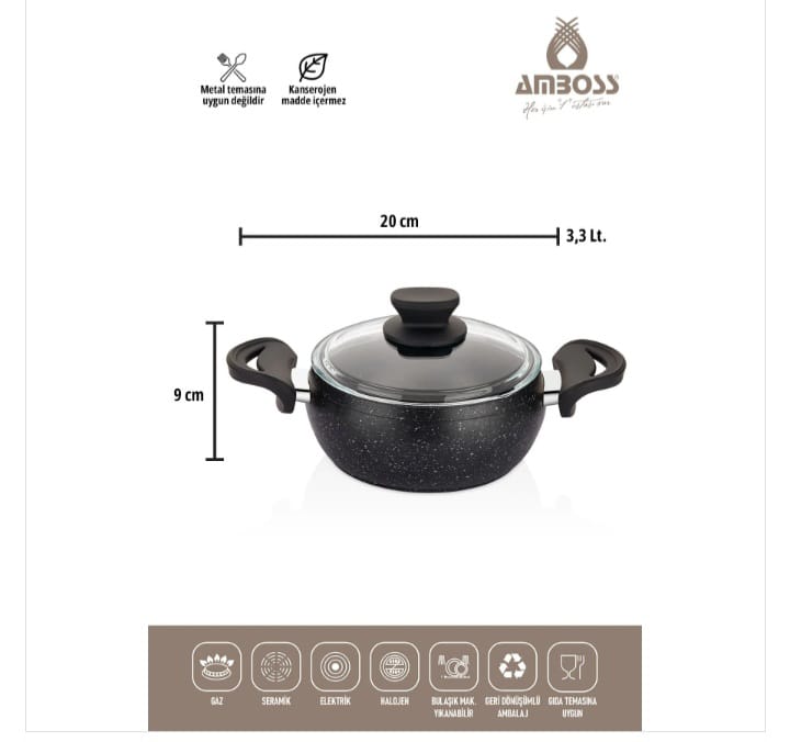 طقم أواني طهي 6 قطع Amboss Fatso Chubby ، بمقابض سيليكون، أسود - الصورة 3