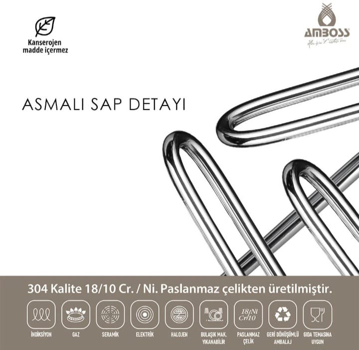 مقلاة AMBOSS SAPHIR المصنوعة من - الاينوكس - الفولاد المقاوم للصدأ 18/10 CR/Ni مع غطاء 22 × 6 سم - الصورة 6