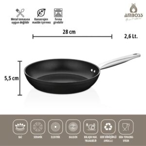مقلاة AMBOSS دارك بان غير لاصقة - 28× 5.5 سم