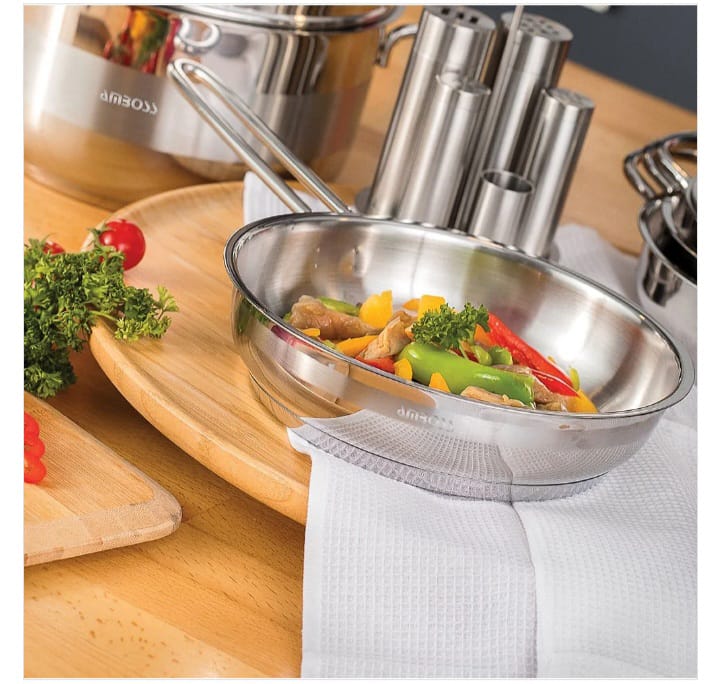 مقلاة AMBOSS SAPHIR المصنوعة - الاينوكس - من الفولاد المقاوم للصدأ 18/10 CR/Ni مع غطاء 26 × 7 سم - الصورة 2