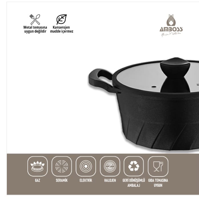 طقم أواني ومقالي فينتو مطلي بالتيتانيوم، مكون من 7 قطع، أسود - الصورة 5