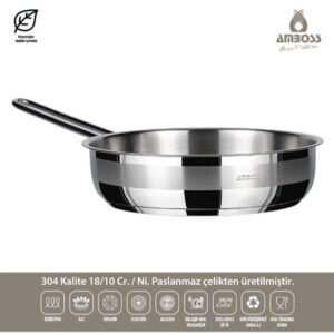 مقلاة AMBOSS SAPHIR المصنوعة - الاينوكس - من الفولاد 18/10 المقاوم للصدأ بدون غطاء 22 × 6 سم