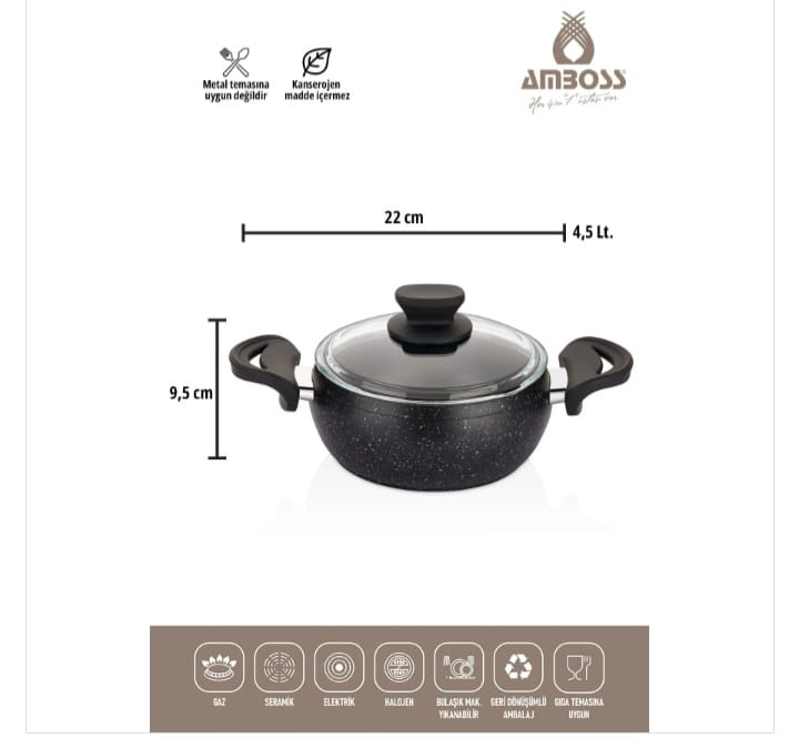 طقم أواني طهي 6 قطع Amboss Fatso Chubby ، بمقابض سيليكون، أسود - الصورة 4