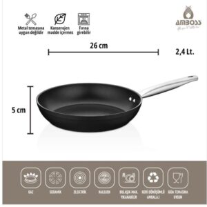 مقلاة AMBOSS دارك بان غير لاصقة - 26×5 سم